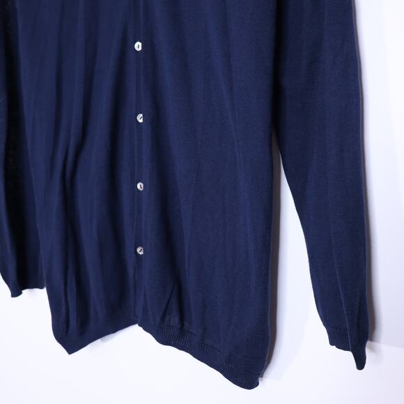 PAS DE CALAIS Cotton Linen Cardigan Navy Blue Long Sleeves Women's 38/US 4-6 - Picture 4 of 9